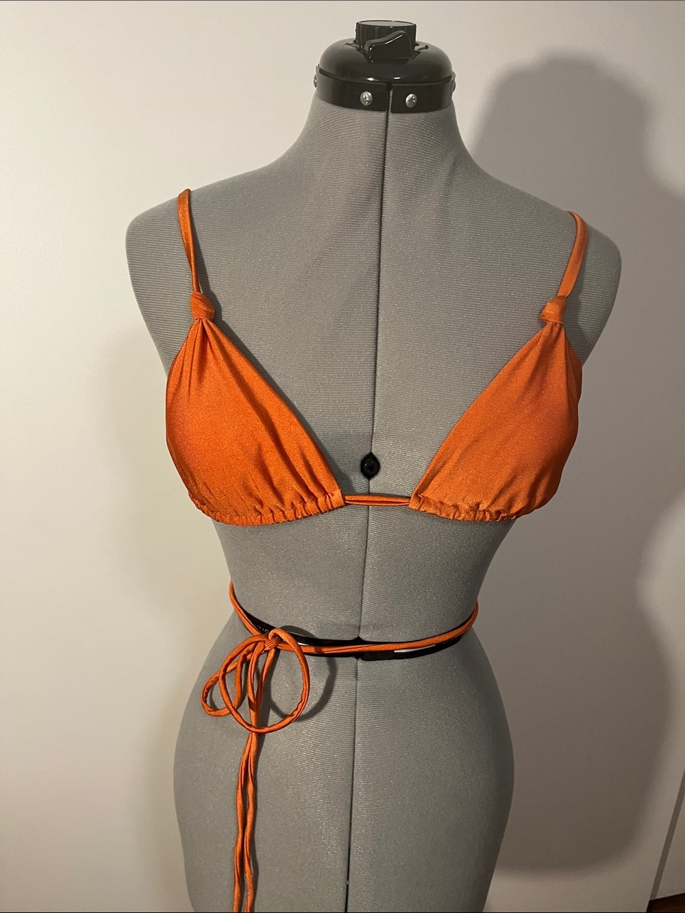 Hand-Tied Orange Triangle Bikini Top